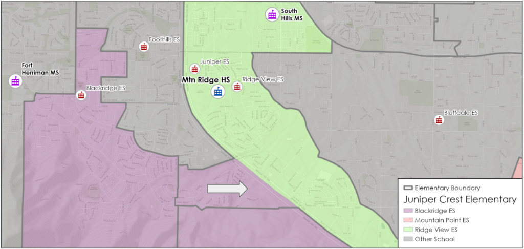 Map of elementary boundary option in the Juniper Crest area